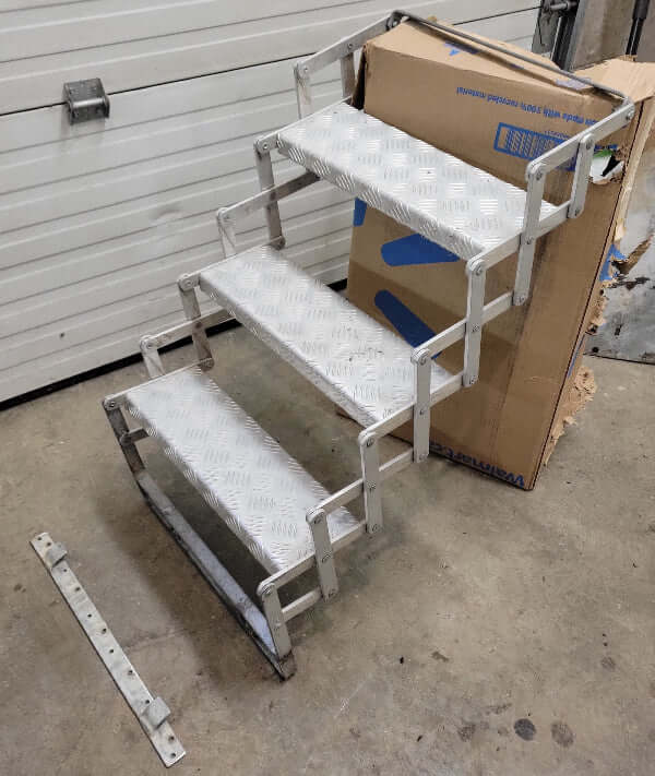 3 Step Camper Scissor Fold Stairs  Alluminum - Used RV Parts