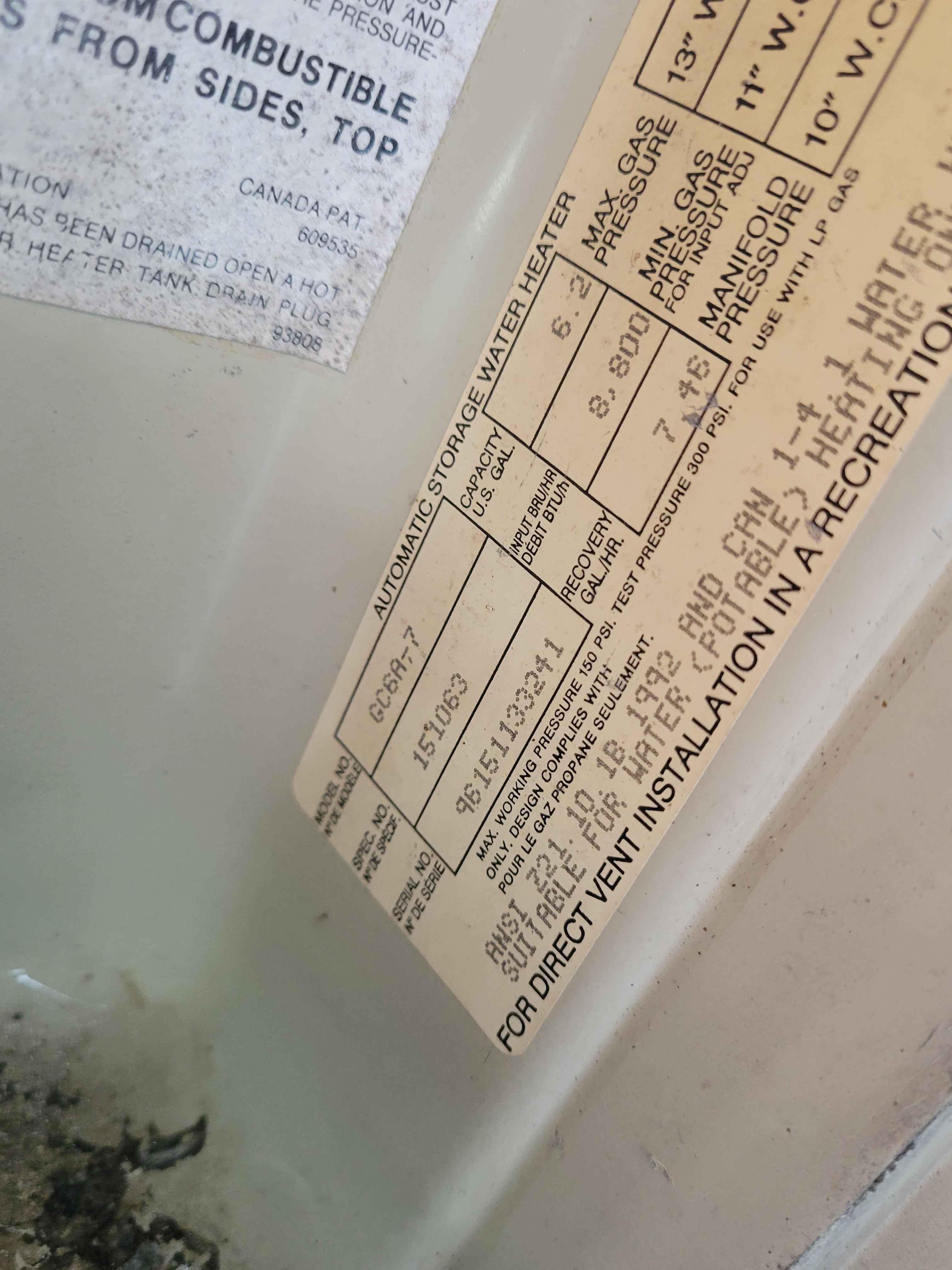 Atwood GC6A-7 6-Gallon RV Propane Hot Water Heater