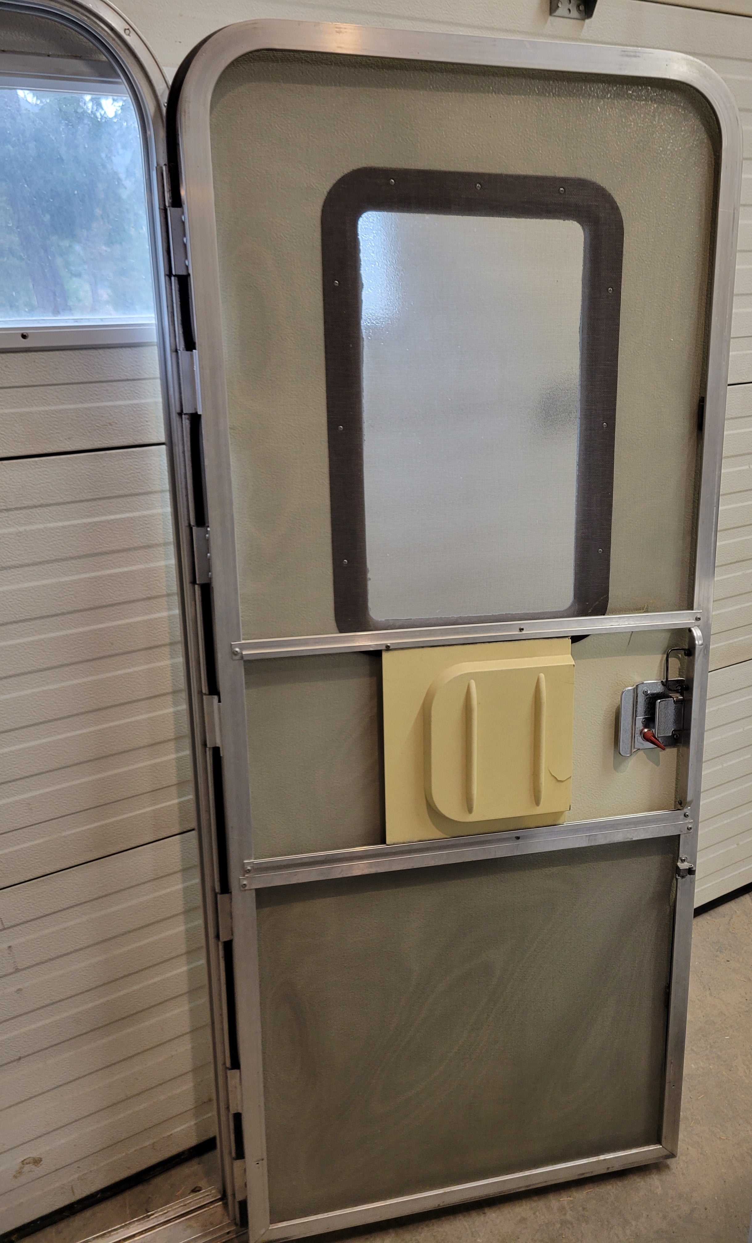 RV Radius Door with Trim, Keys, and Screen Door - Used RV Parts