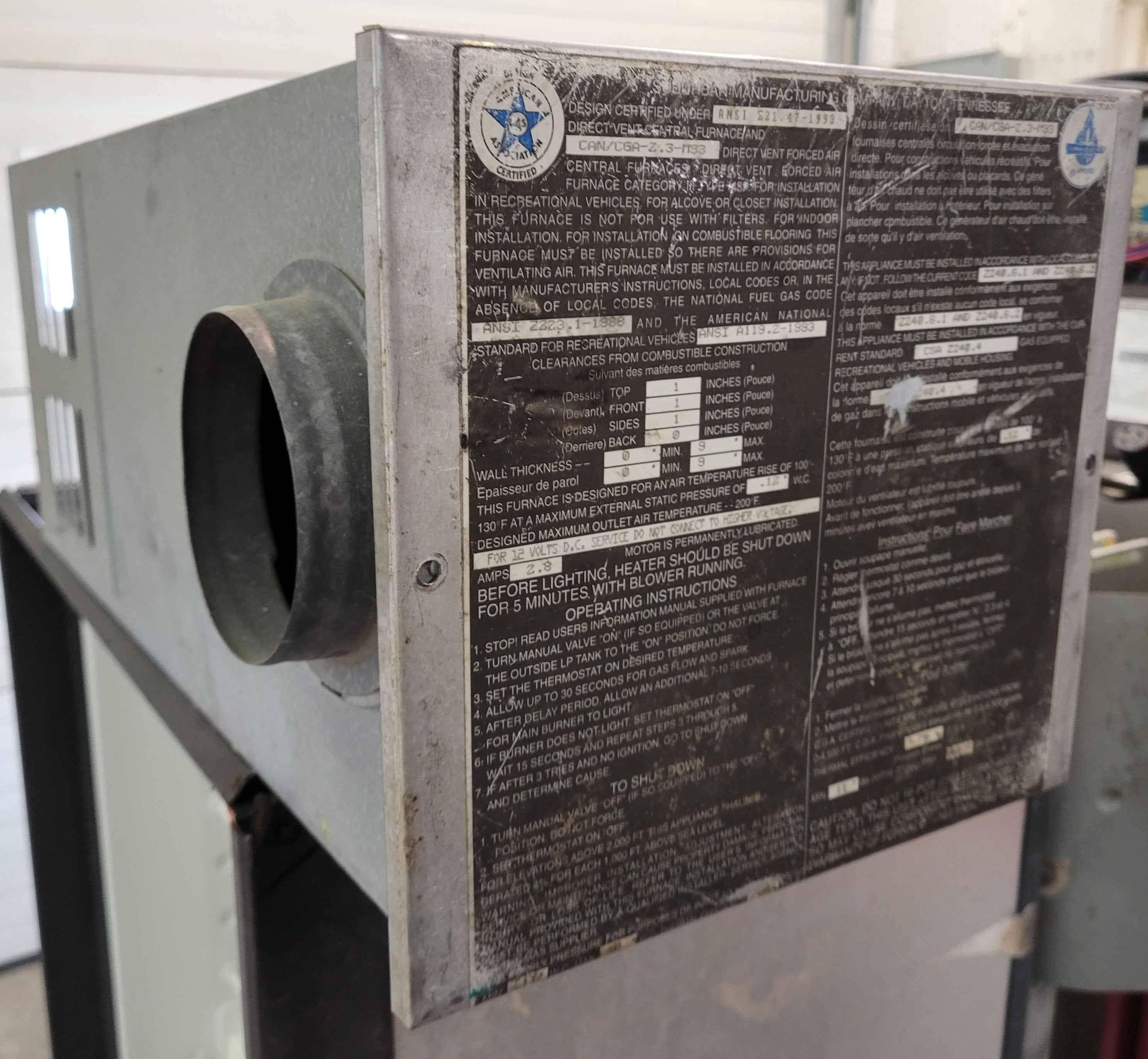 Suburban NT-20S RV Furnace – 19,000 BTU Propane