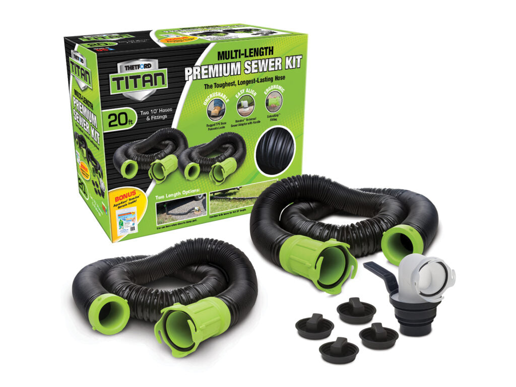 Titan 20-Ft. Premium RV Sewer Hose Kit with 2 Hoses, 5-in-1 Adapter & Accessories