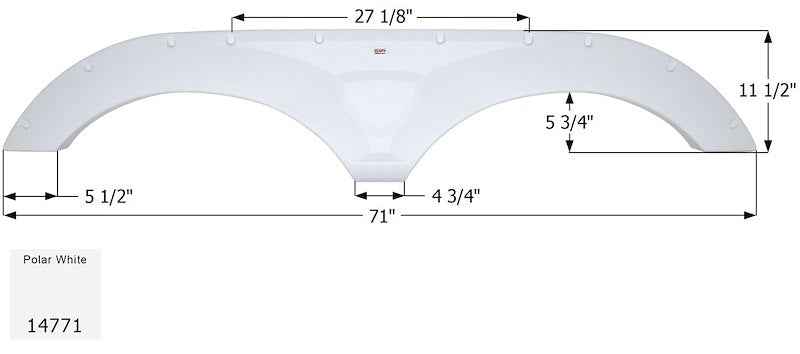 RV Fender Skirt – Tandem Axle 71" x 11-1/2" Polar White | ICON 14771