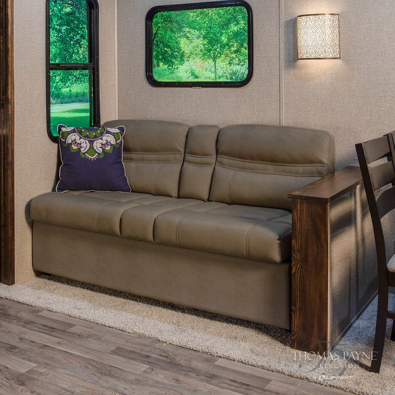 62” Jackknife RV Sofa – Grummond Tan – with Fold-Down Center
