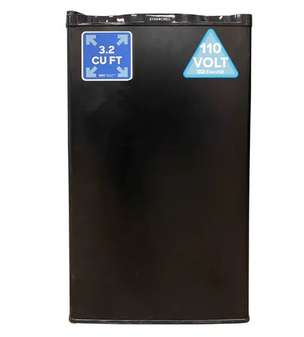 Réfrigérateur Everchill pour VR de 3,2 pi³ – 110 V, ouverture à droite, noir avec garniture en acier inoxydable