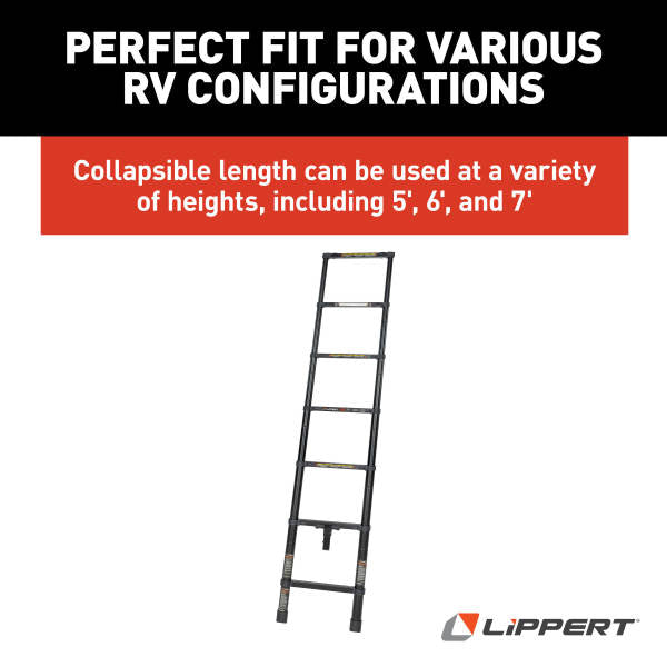 Escalera plegable para litera de RV: ajustable, 84", 6 escalones, capacidad de 250 lb