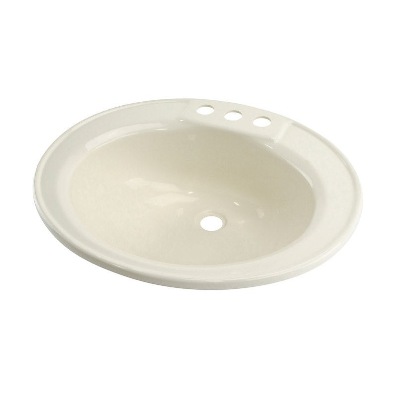 RV Oval Sink – Drop-In, Parchment, 3-Hole Faucet Mount