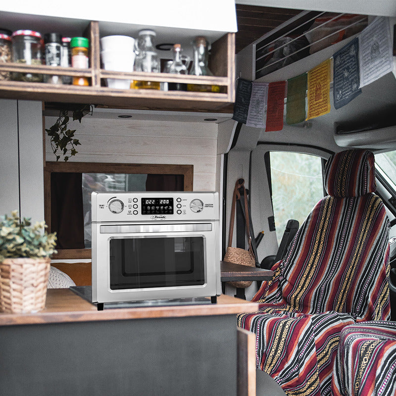Four à micro-ondes combiné 5 en 1 avec friteuse à air – 0,93 pi³, 1700 W, acier inoxydable argenté