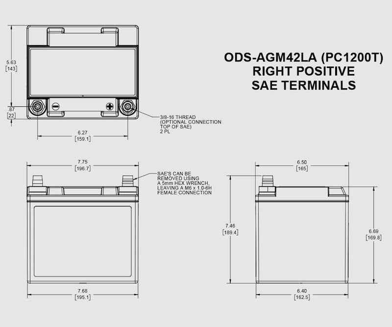 Odyssey AGM Battery ODS-AGM42LA 12V 540 CCA Marine Powersports
