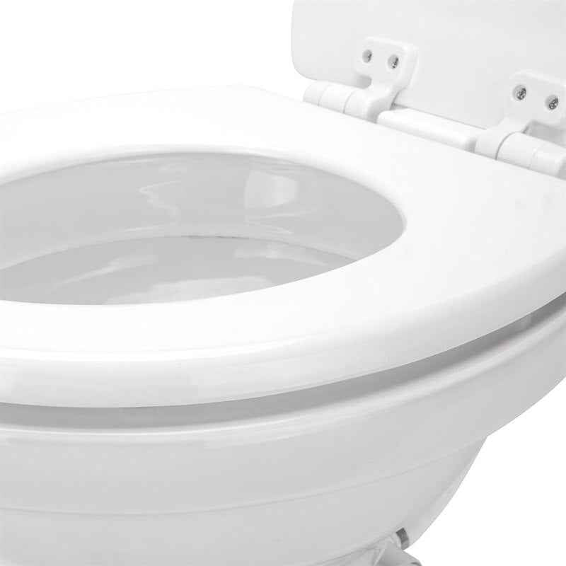 RV Toilet High Profile – 41710 Permanent Pedal Flush – Wood Seat – White
