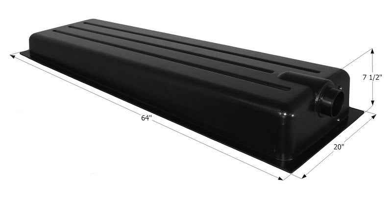 20 Gallon Waste Holding Tank – 64" L x 20" W x 7-1/2" H – Center End Drain – 12368