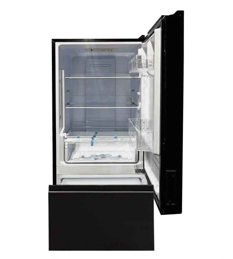 Invision 12V RV Fridge 10.7 Cu Ft – Dual Swing Hinge, Black Glass 180-2562