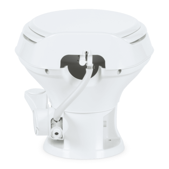 Dometic 301 Series RV Toilet – Permanent, Pedal Flush Control, Triple-Jet Bowl Rinse, White, Round