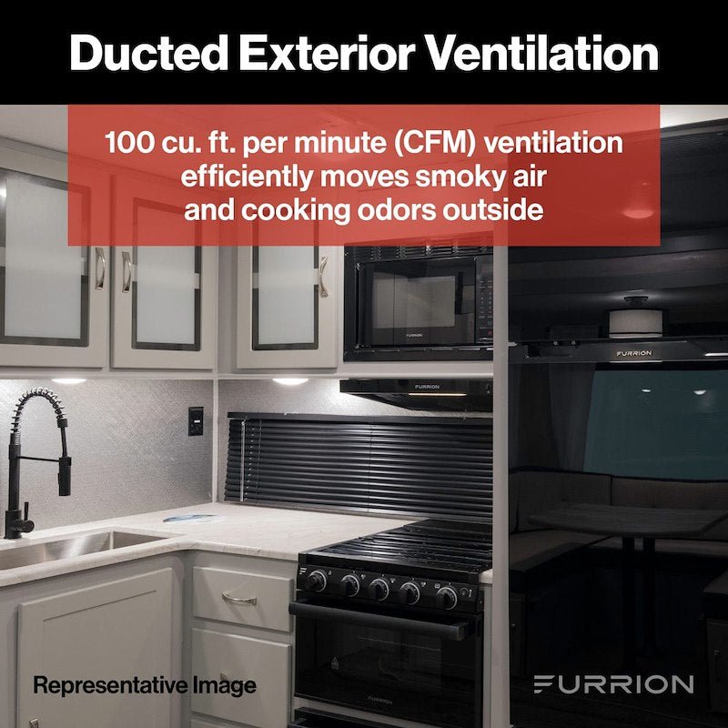 RV Stove Vent Range Hood 12V Ducted – 24" Furrion Black - FHO23SACR-BL - Used RV Parts