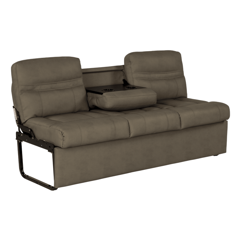 Sofá Jackknife para autocaravana de 68 pulgadas, color tostado Grummond, de 3 plazas con consola central