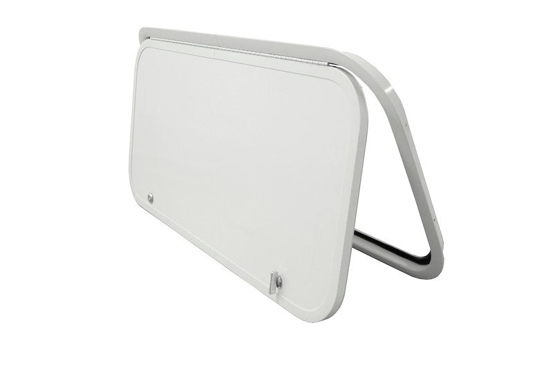 32" x 23" Lippert 07 Series Compartment Door – Arctic White, Black Frame, Lockable