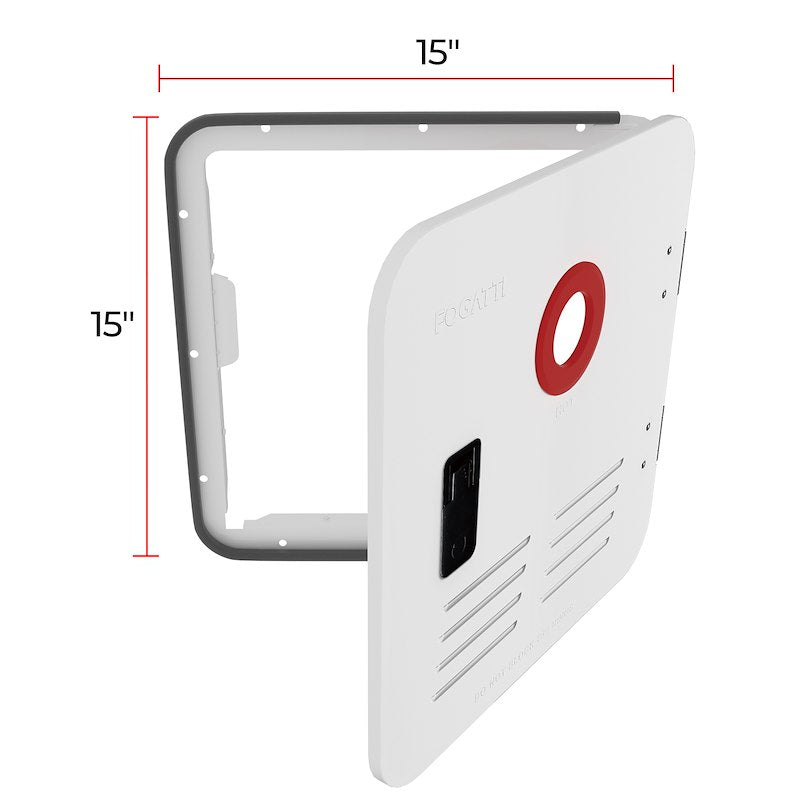 InstaShower RV Water Heater Access Door – 15" x 15", White Steel