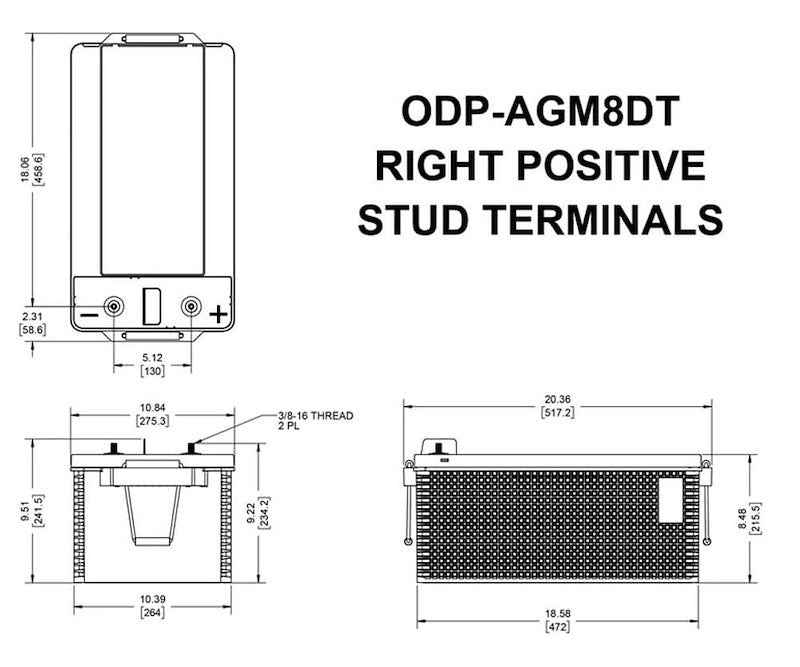 Heavy Duty Marine Deep Cycle Battery Odyssey Group 8D 1450CCA ODPAGM8DT
