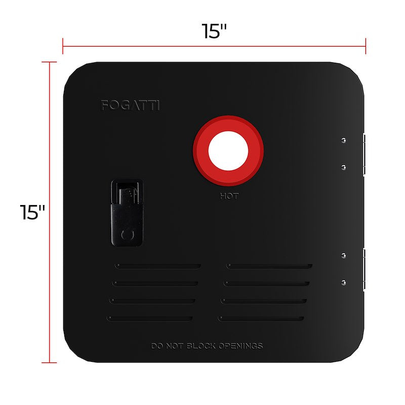 Black Steel RV Water Heater Access Door – 15" x 15", Flush Mount, Fits Fogatti