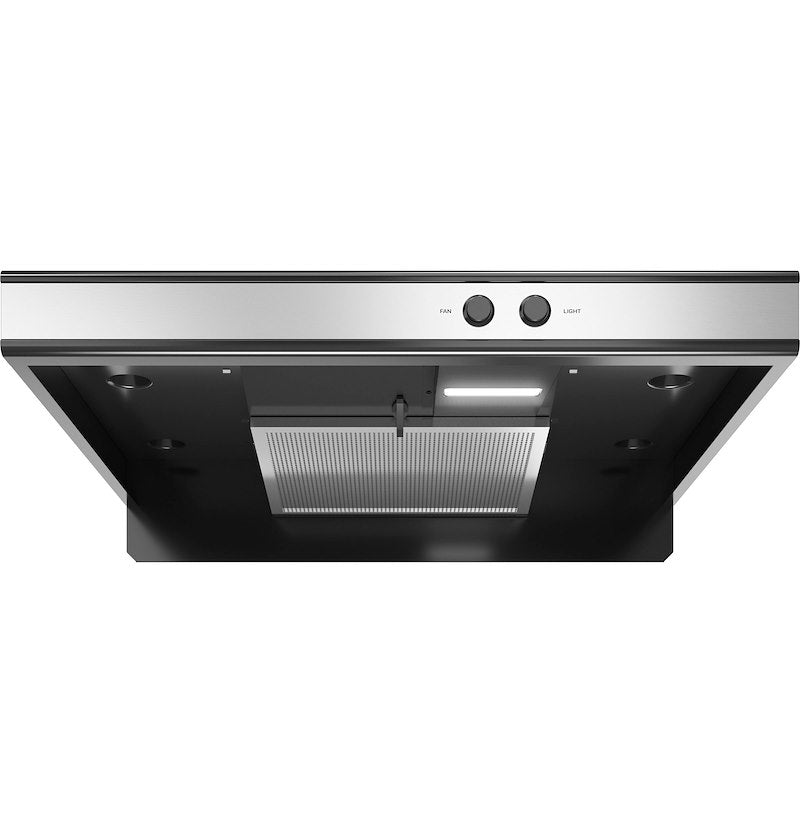 RV Stove Vent Hood 12V Ducted – 22" Under-Cabinet Black with Fan, Light  (JVXR22SPSS)
