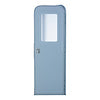 30" x 72" Polar White Radius Entry Door with Obscure Glass Window and Screen Door