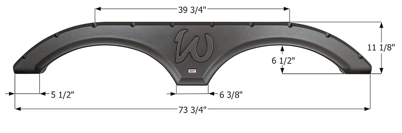 RV Fender Skirt – Tandem Axle 73-3/4" x 11-1/8" Metallic Gray | ICON 15322