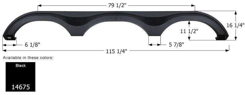 RV Fender Skirt – Triple Axle 115-1/4" x 16-1/4" Black (Two-Piece) | ICON 14675