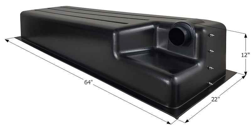 44 Gallon Waste Holding Tank – 64" L x 22" W x 12" H – Recessed Drain – 12420
