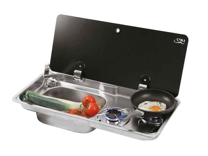 Cooktop With Sink 3049AST CAN SRL RV Propane 2 Burner Stainless Steel – FL1780