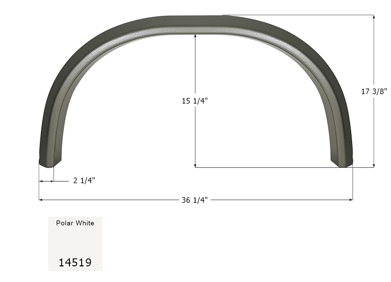 RV Fender Skirt – Single Axle 36-1/4" x 17-3/8" Polar White | ICON 14519
