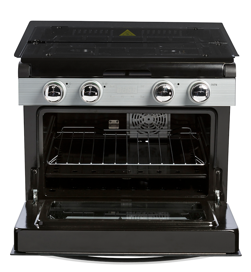 New Invision RV Propane Range Stove 3 Burner Oven – Black - 480-2730