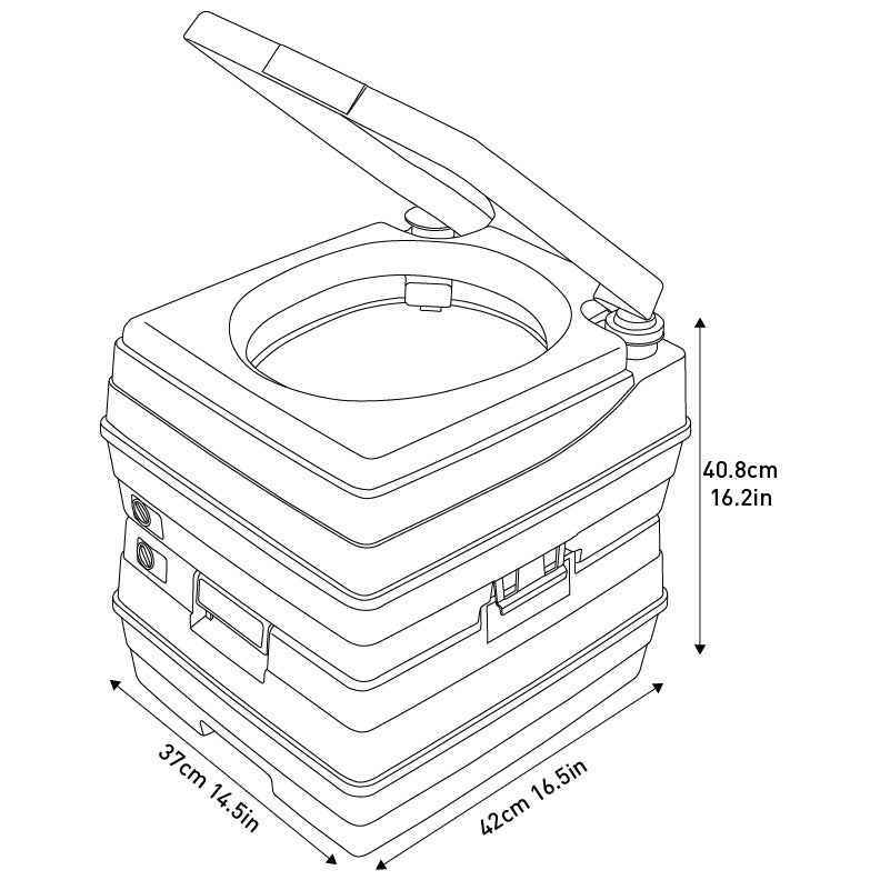 Portable RV Toilet – Visa Potty – DEF268101 Gray 2-Section Flush – Square Seat