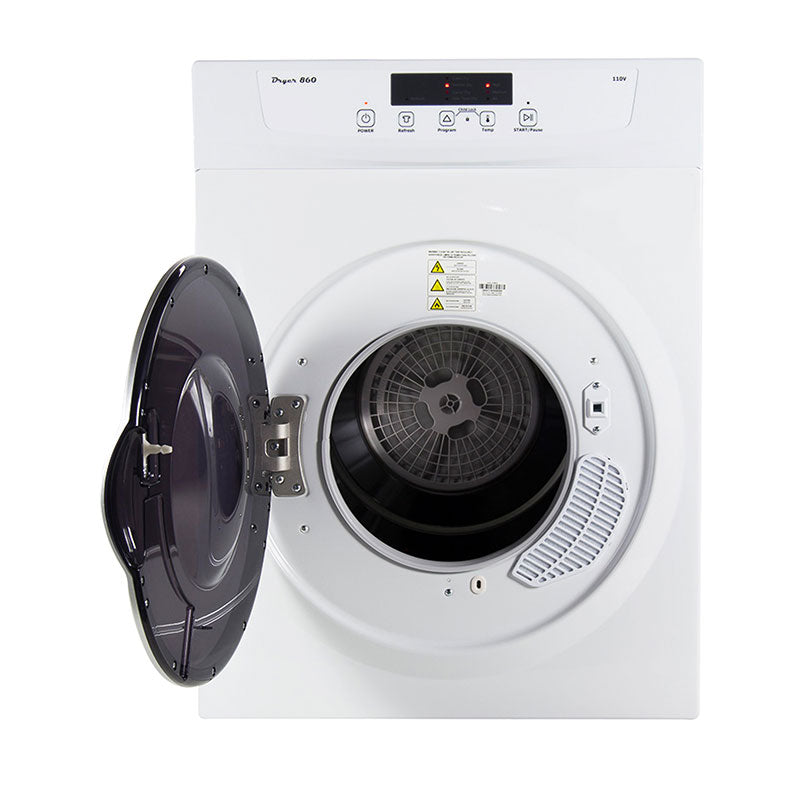Equator 4.0 Cu. Ft. Vented RV Clothes Dryer – Wall-Mount, White/Silver, 120V, Auto Dry