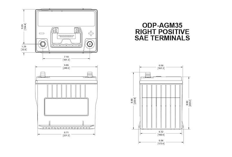 Marine Deep Cycle Battery Odyssey Group 35 59Ah 765CCA ODP-AGM35