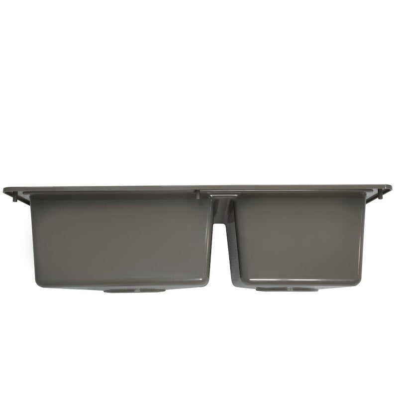 25" Double Bowl RV Kitchen Sink – Gray ABS Drop-In