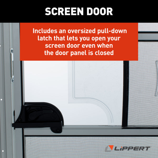 24" x 68" Polar White Square Entry Door with Fixed Window, Screen Door
