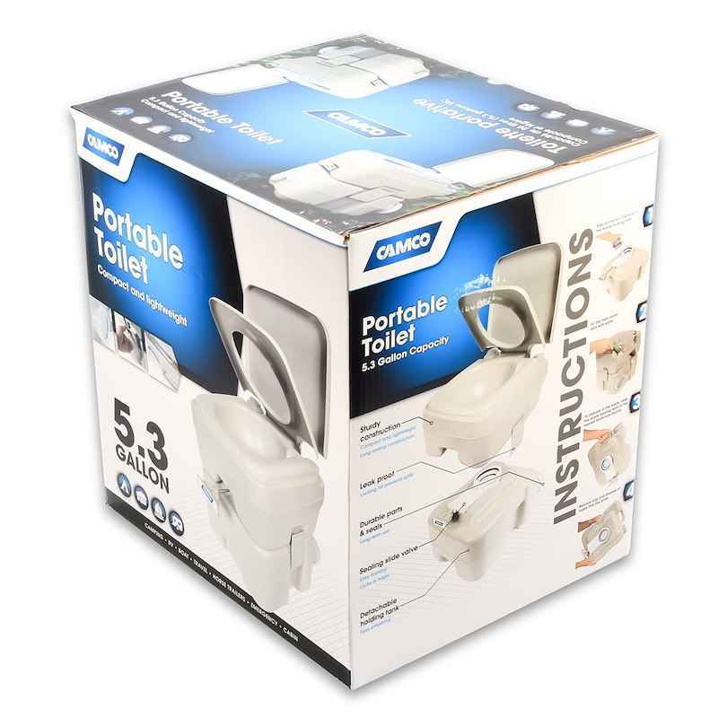 Portable RV Toilet – Camco – 41541 Beige Rectangular Seat