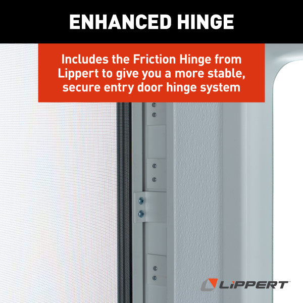 24" x 68" Polar White Square Entry Door with Fixed Window, Screen Door