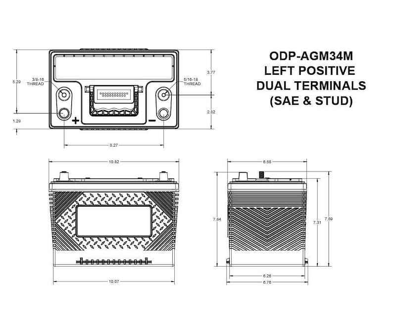Marine AGM Battery Odyssey Group 34 60Ah 710CCA ODP-AGM34M