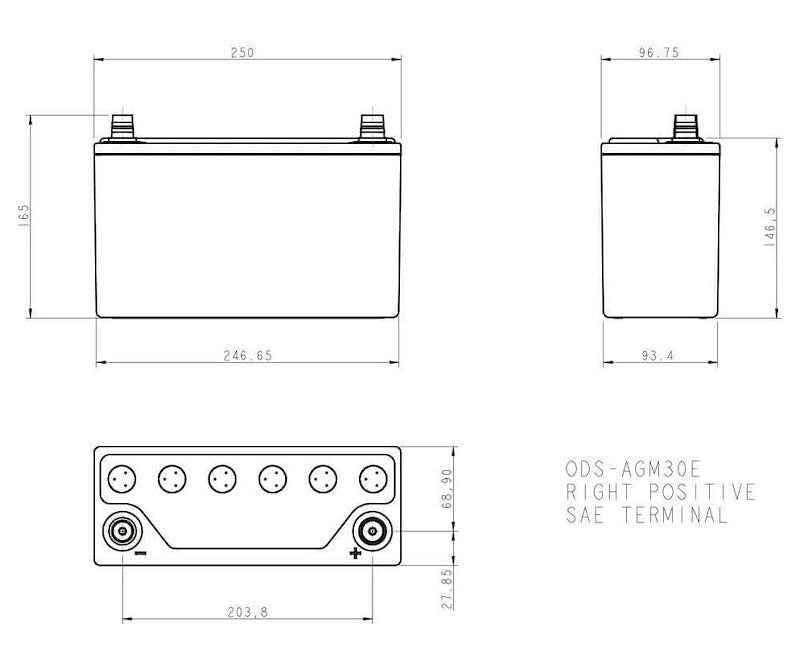 AGM Powersports Battery Odyssey Group 30E 34Ah 400CCA ODS-AGM30E