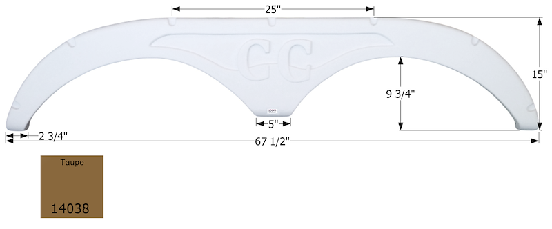 RV Fender Skirt – Tandem Axle 67-1/2" x 15" Taupe | ICON 14038