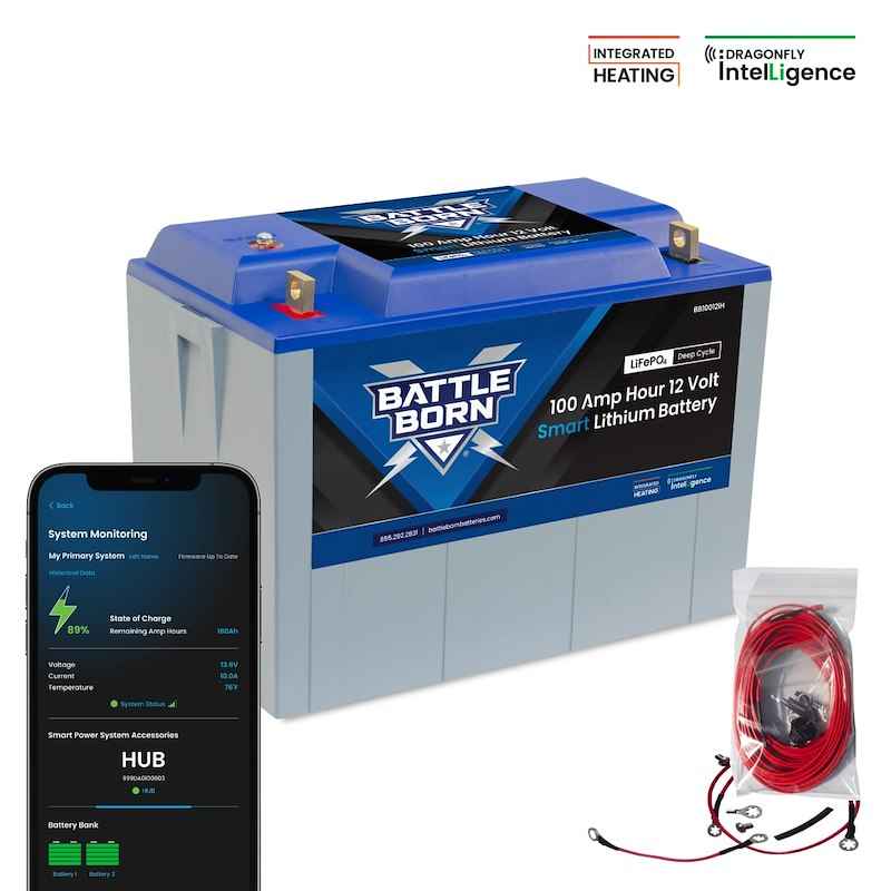 Battle Born Smart Heated Lithium Battery BB10012IH Group 31 12V 100Ah RV
