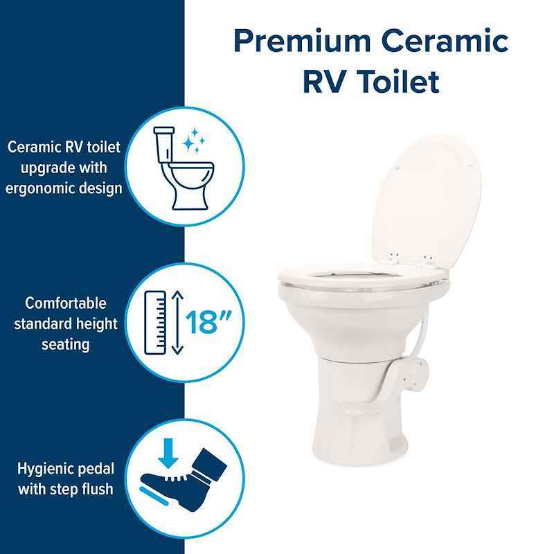 High Profile RV Toilet – Camco – 41715 – Pedal Flush