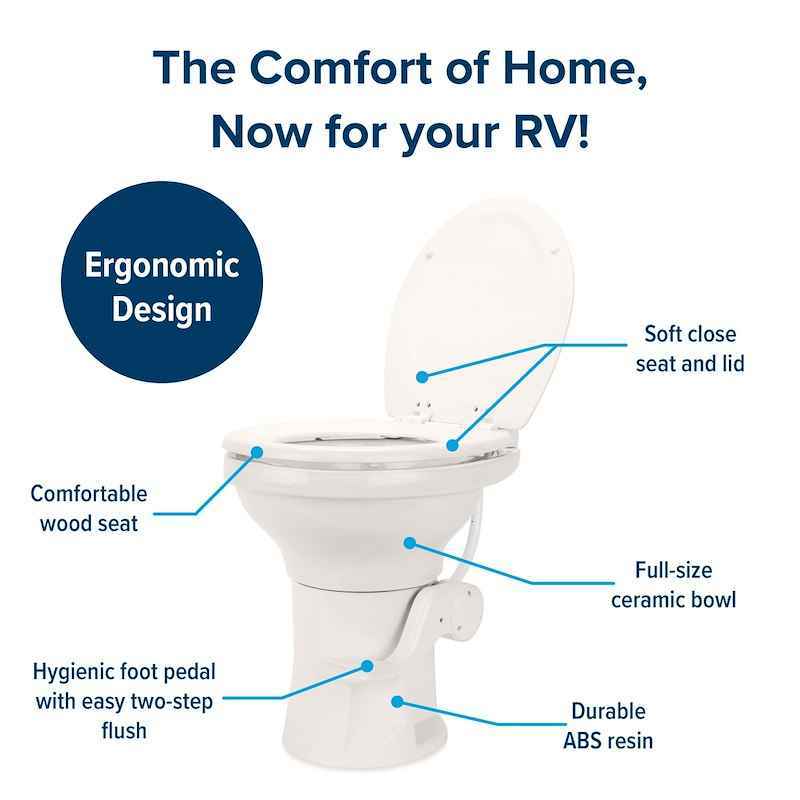 High Profile RV Toilet – Camco – 41715 – Pedal Flush