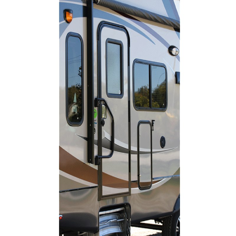 30" x 72.5" Black Radius Entry Door with Dark Tinted Window & Black Screen Door