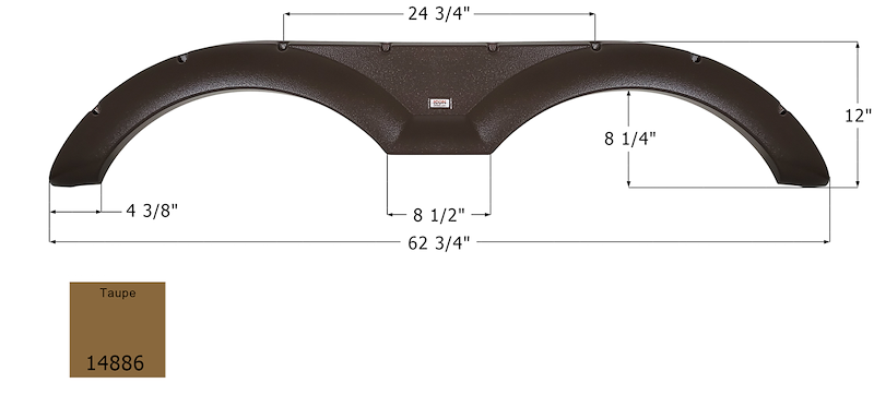 RV Fender Skirt – Tandem Axle 62-3/4" x 12" Taupe | ICON 14886