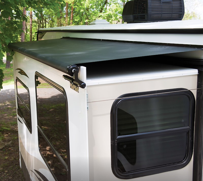 Solera 133" (11 ft 1 in) RV Slide Topper Awning – Automatic, Black Vinyl