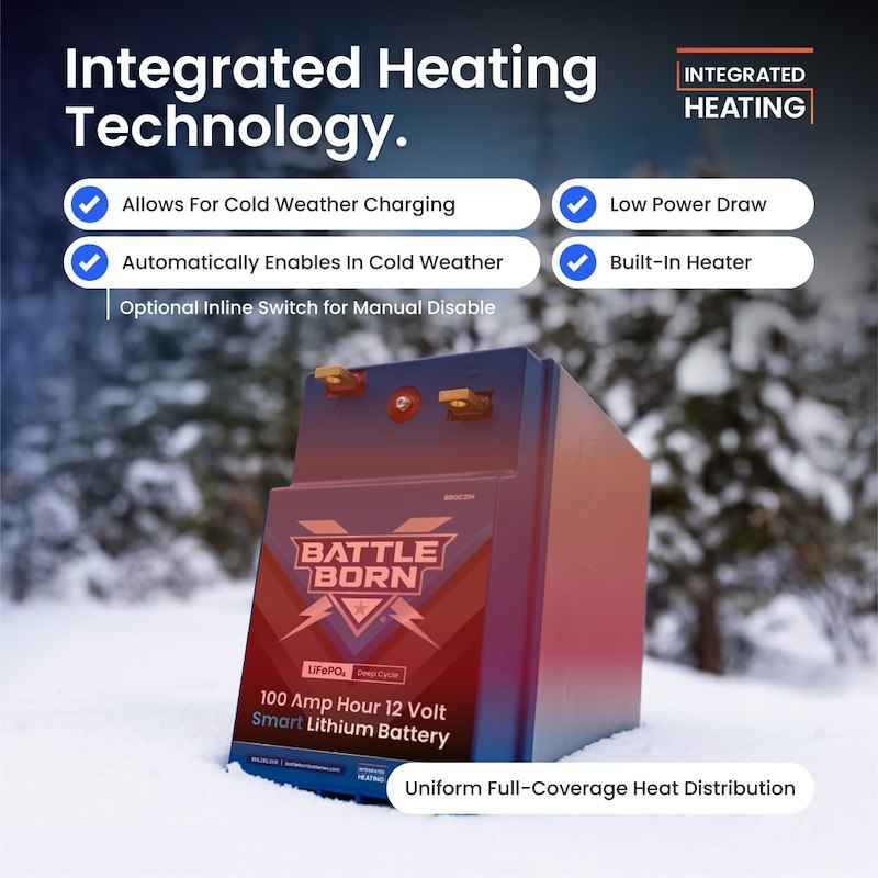 12V GC2 Lithium Deep Cycle RV Battery 100Ah LiFePO4 – Battle Born BBGC2IH