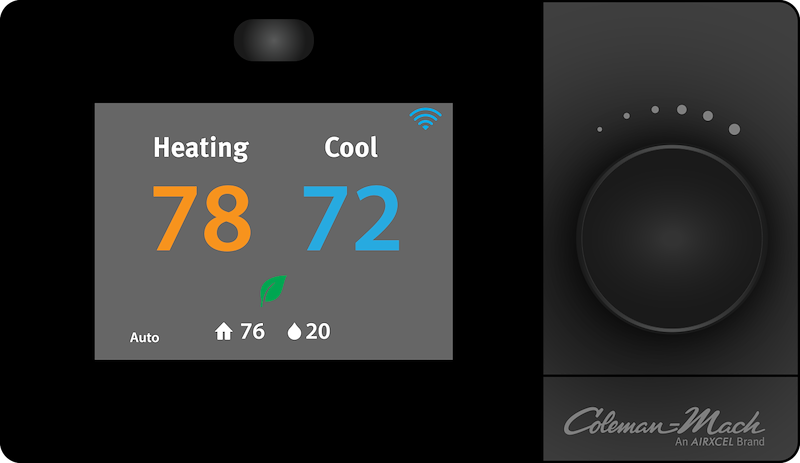 Coleman-Mach Programmable Wall Thermostat – WiFi, 12V DC, Digital LCD, Heat/Cool Control, Black