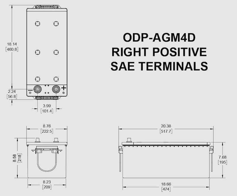 AGM Heavy Duty Deep Cycle Battery Odyssey Group 4D 170Ah 1300CCA ODP-AGM4D