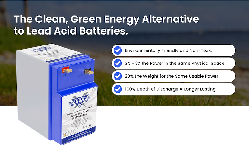 Battle Born Lithium Deep Cycle Battery BBGC2 Group GC2 12V 100Ah RV Marine